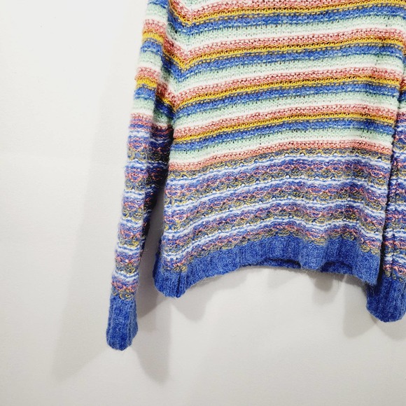 Leandra Medine Mango Rainbow Striped Long Sleeve Knit Sweater Women's Size M - Picture 11 of 12